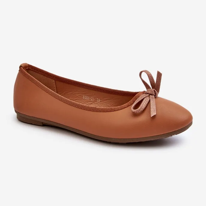 Ballerines En Cuir Écologique Avec Noeud Camel Sandelal brun