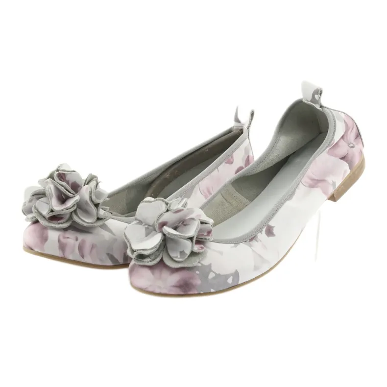 Ballerines femme fleurs Gianmarko 92/82 blanche rose gris