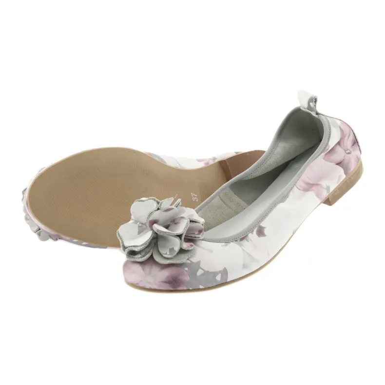 Ballerines femme fleurs Gianmarko 92/82 blanche rose gris