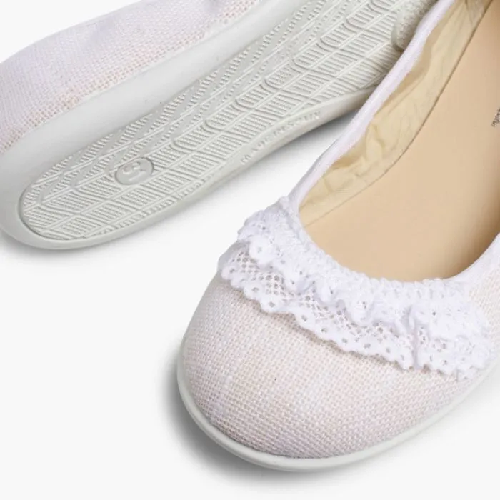 Ballerines pour fille en Lin avec Dentelle