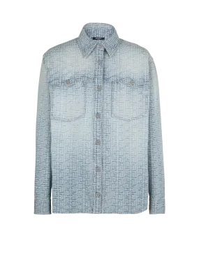 BALMAIN  Chemise en denim jacquard monogramme - Bleu