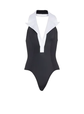 BALMAIN  Maillot de bain une pièce à col contrasté - Noir