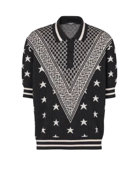 BALMAIN  Polo monogramme etoiles - Noir