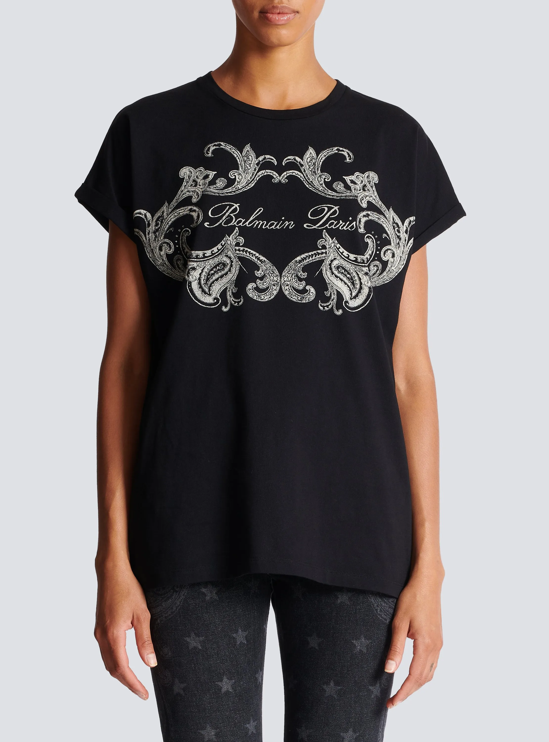 BALMAIN  T-shirt balmain signature paisley - Noir