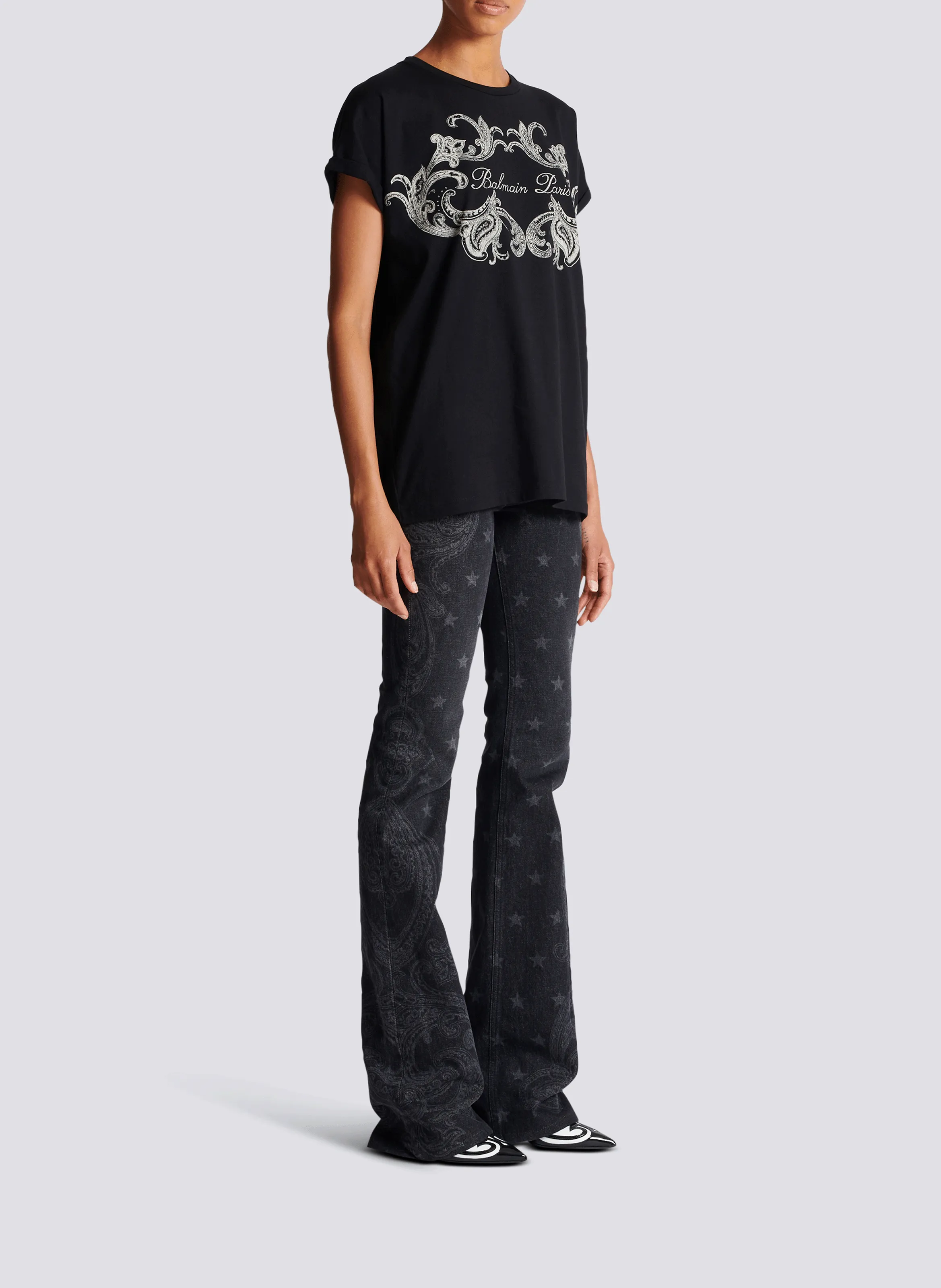 BALMAIN  T-shirt balmain signature paisley - Noir