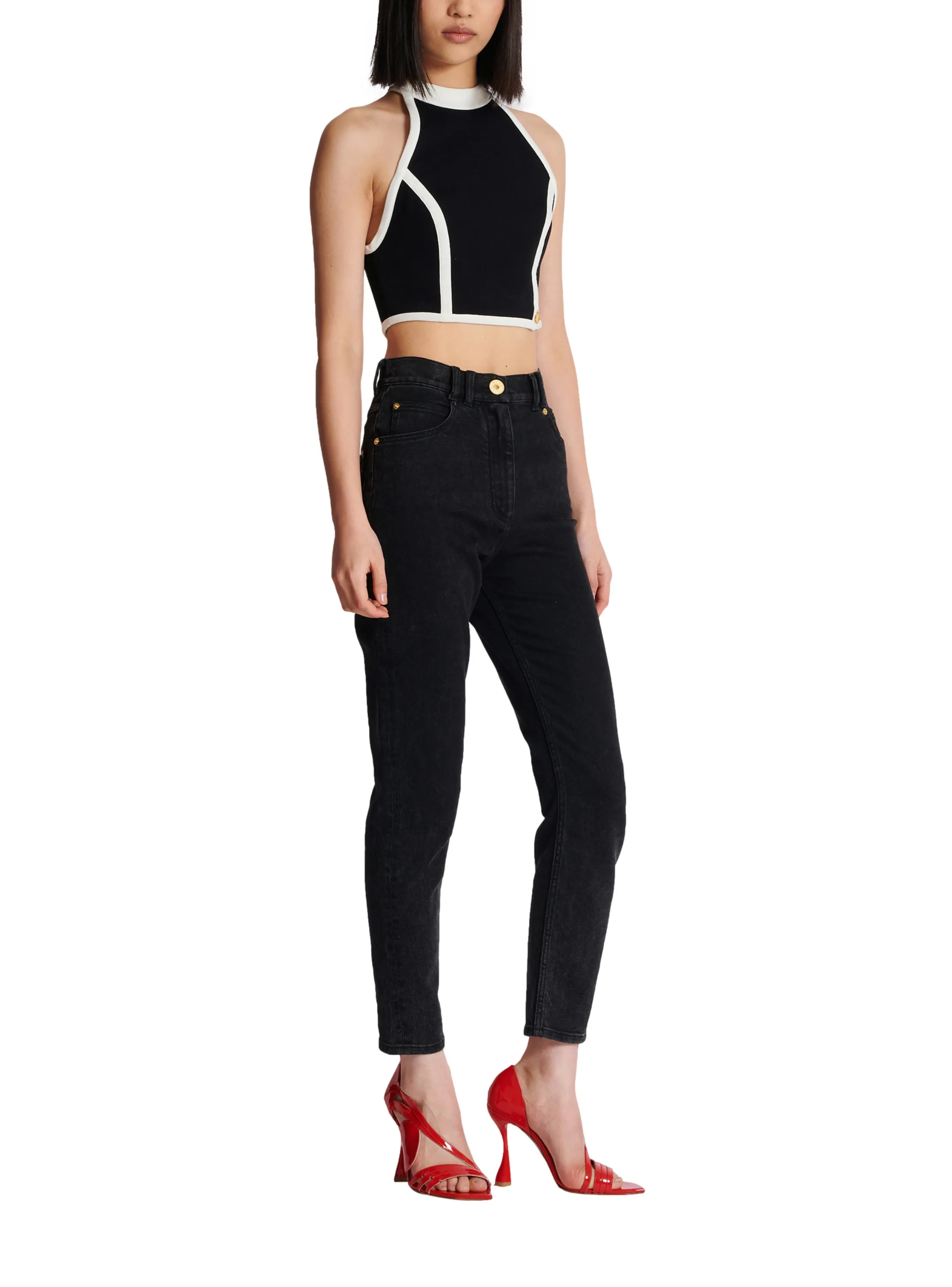 BALMAIN  Top bicolore - Noir