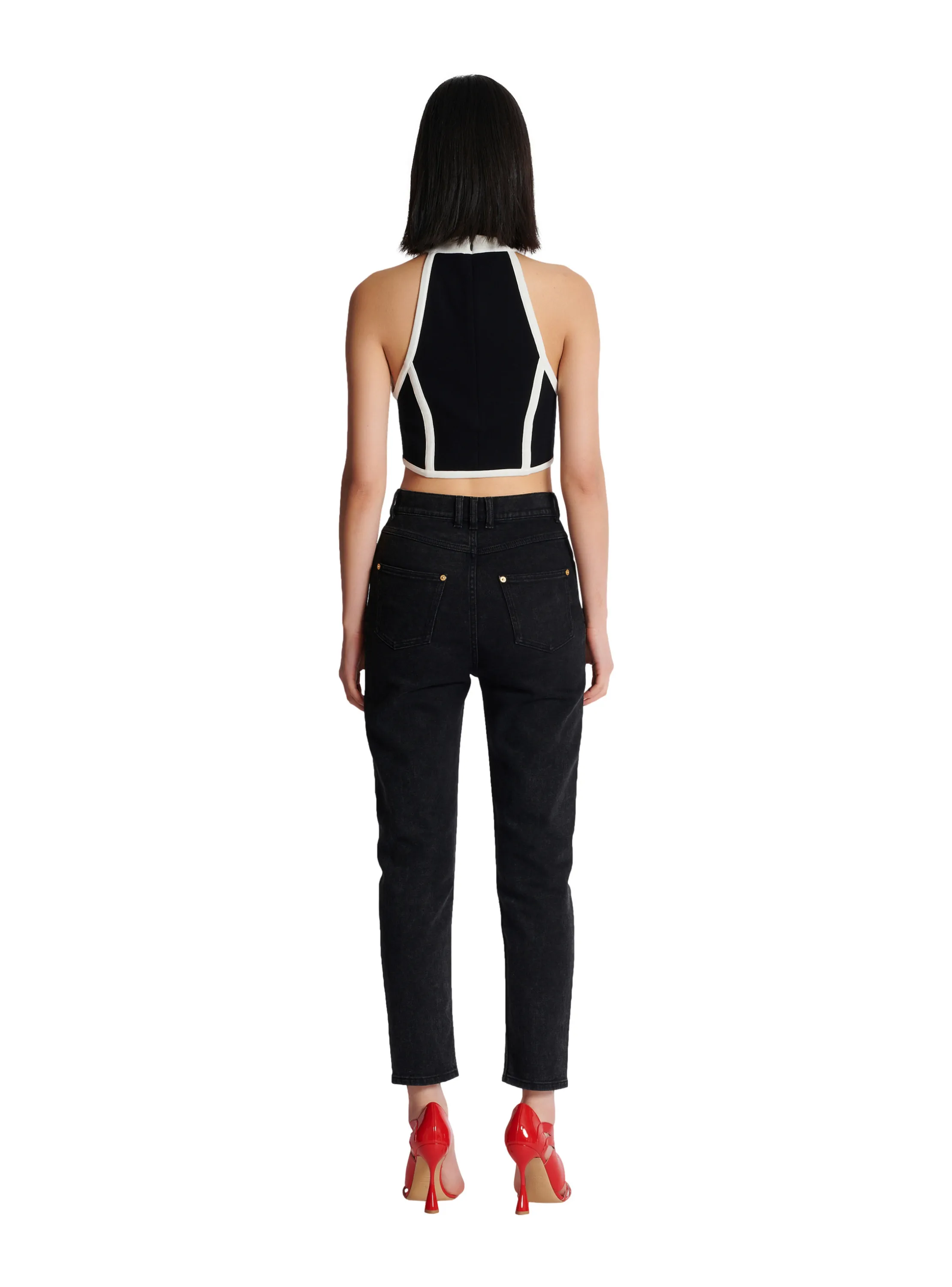 BALMAIN  Top bicolore - Noir