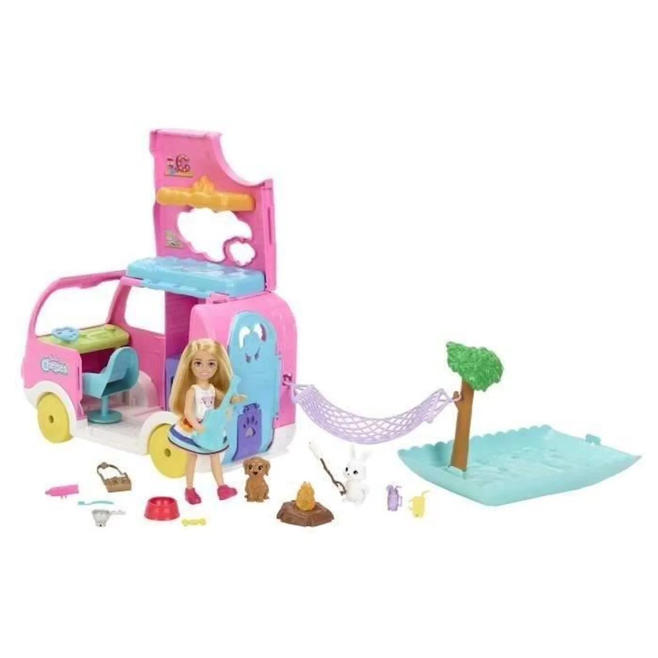 Barbie®-Camping-Car 2 en 1 de Chelsea-Coffret HNH90 blanc - Barbie