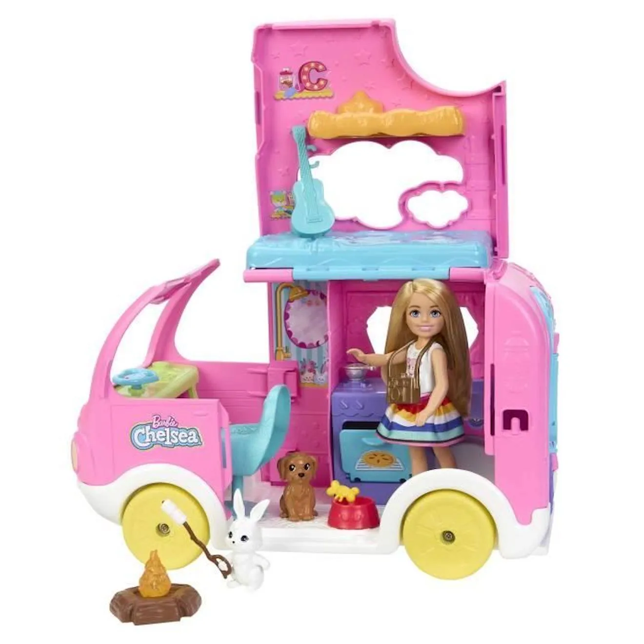 Barbie®-Camping-Car 2 en 1 de Chelsea-Coffret HNH90 blanc - Barbie