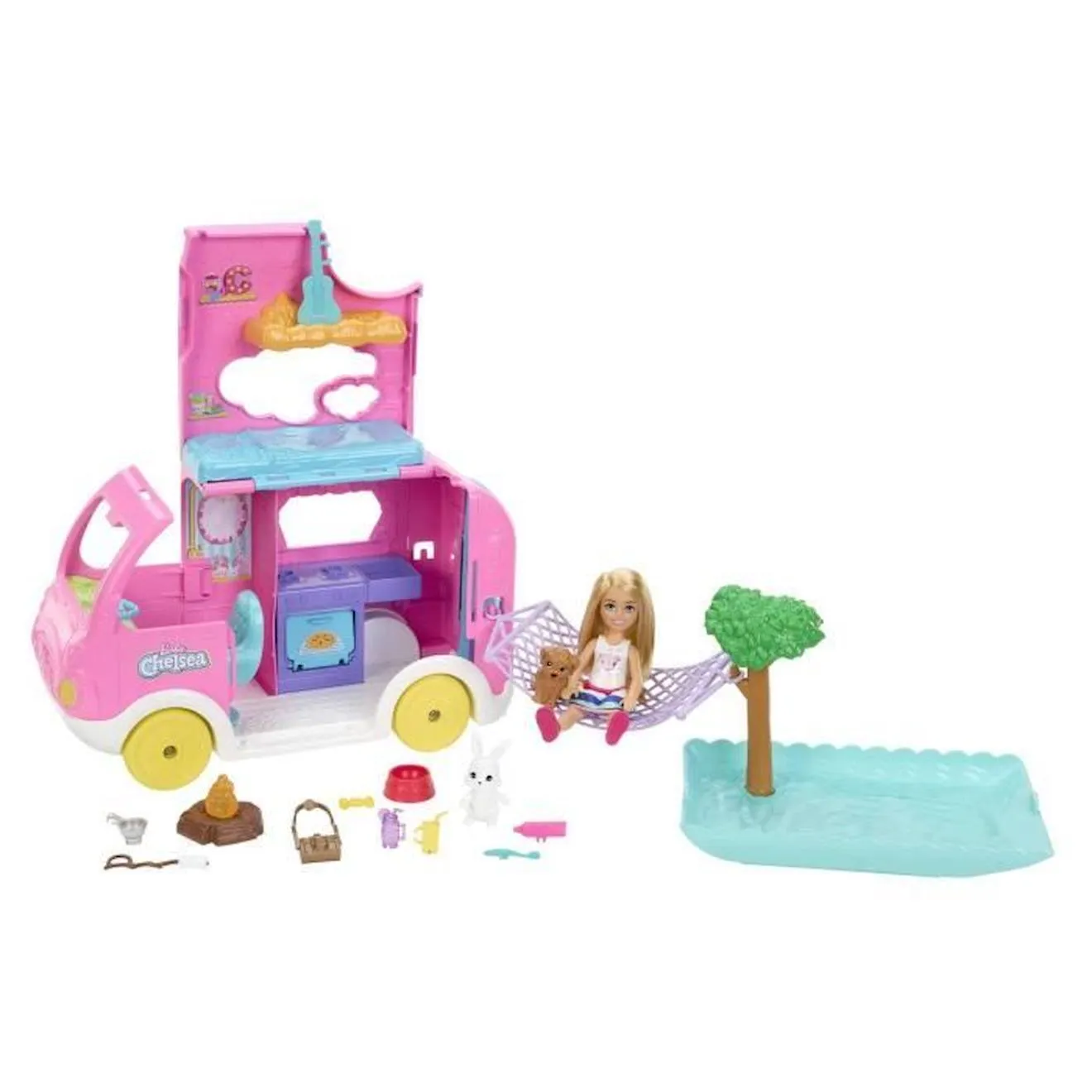 Barbie®-Camping-Car 2 en 1 de Chelsea-Coffret HNH90 blanc - Barbie