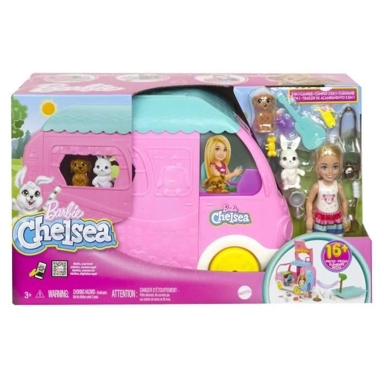 Barbie®-Camping-Car 2 en 1 de Chelsea-Coffret HNH90 blanc - Barbie