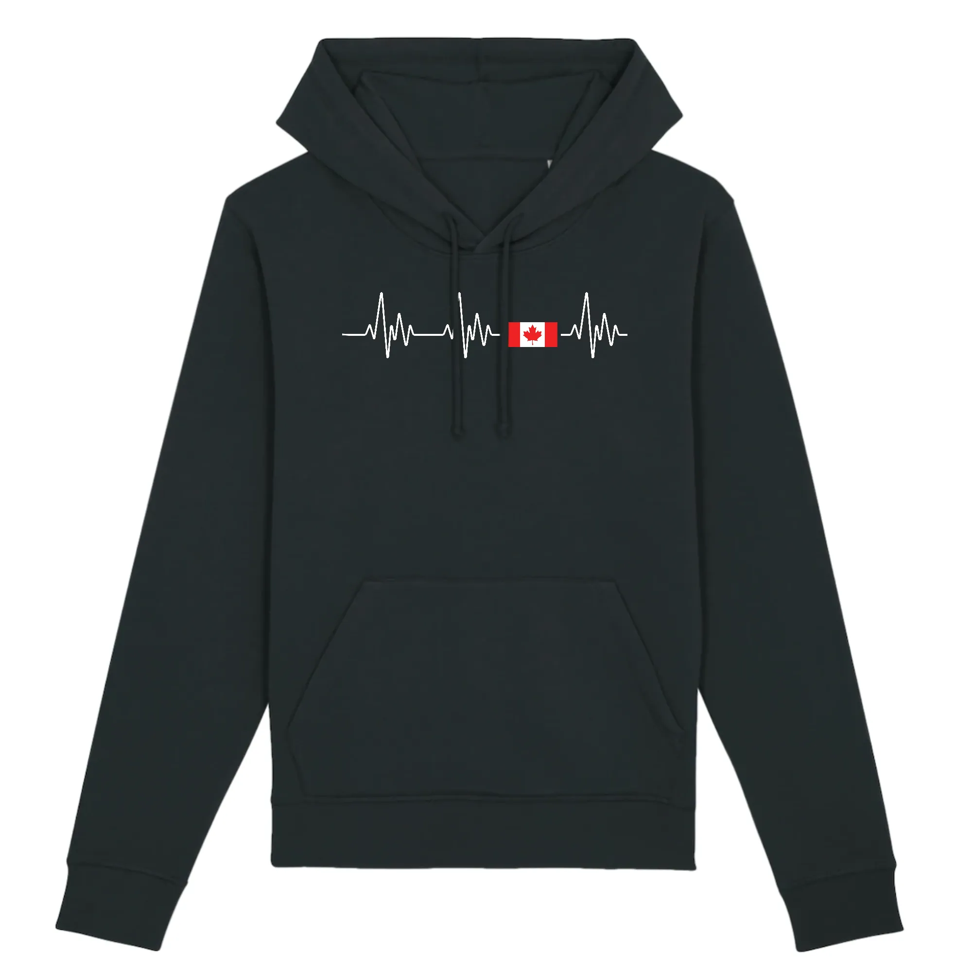 Battement de coeur Canada Drapeau - Sweatshirt à capuche - Coton bio - imprimé FR