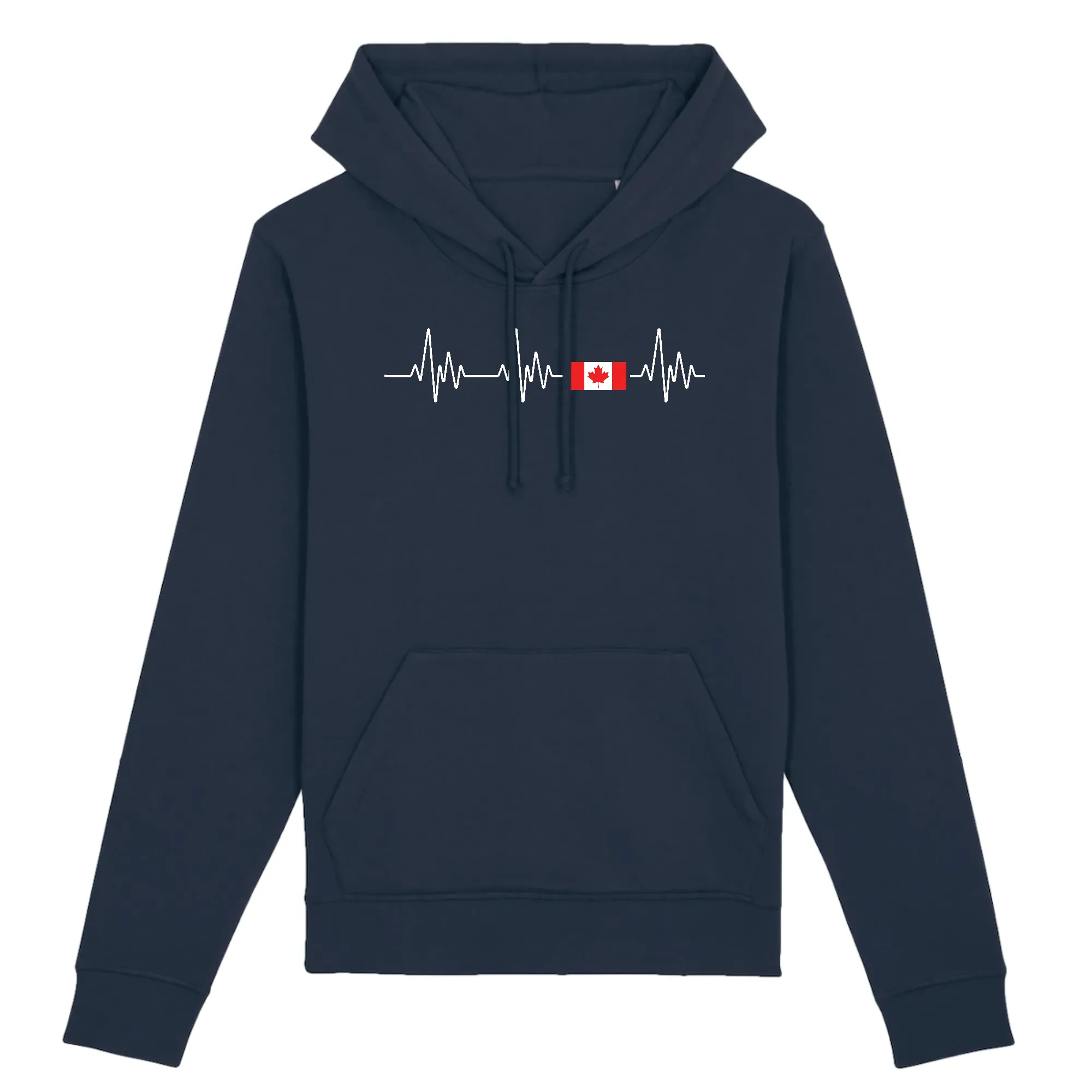 Battement de coeur Canada Drapeau - Sweatshirt à capuche - Coton bio - imprimé FR