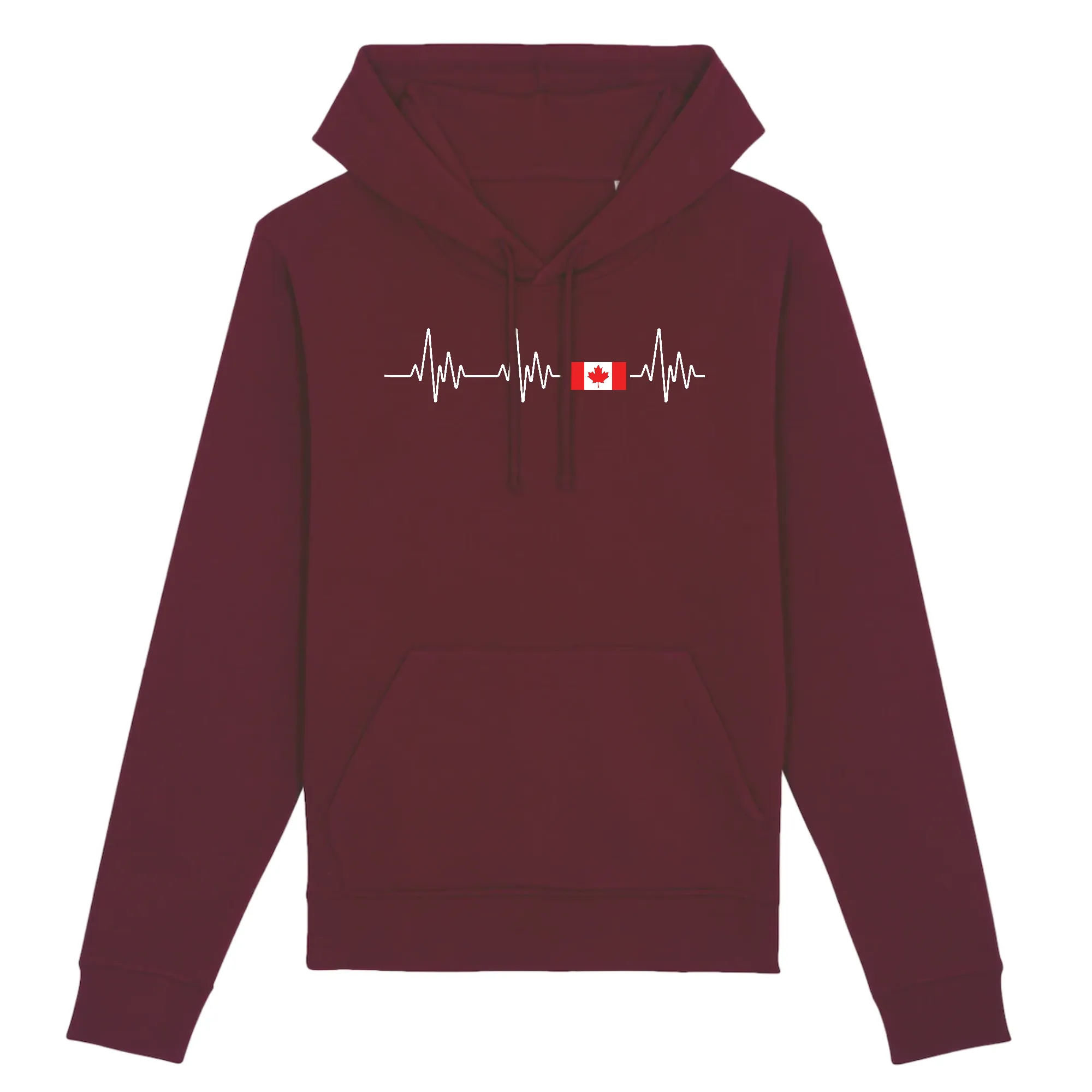 Battement de coeur Canada Drapeau - Sweatshirt à capuche - Coton bio - imprimé FR