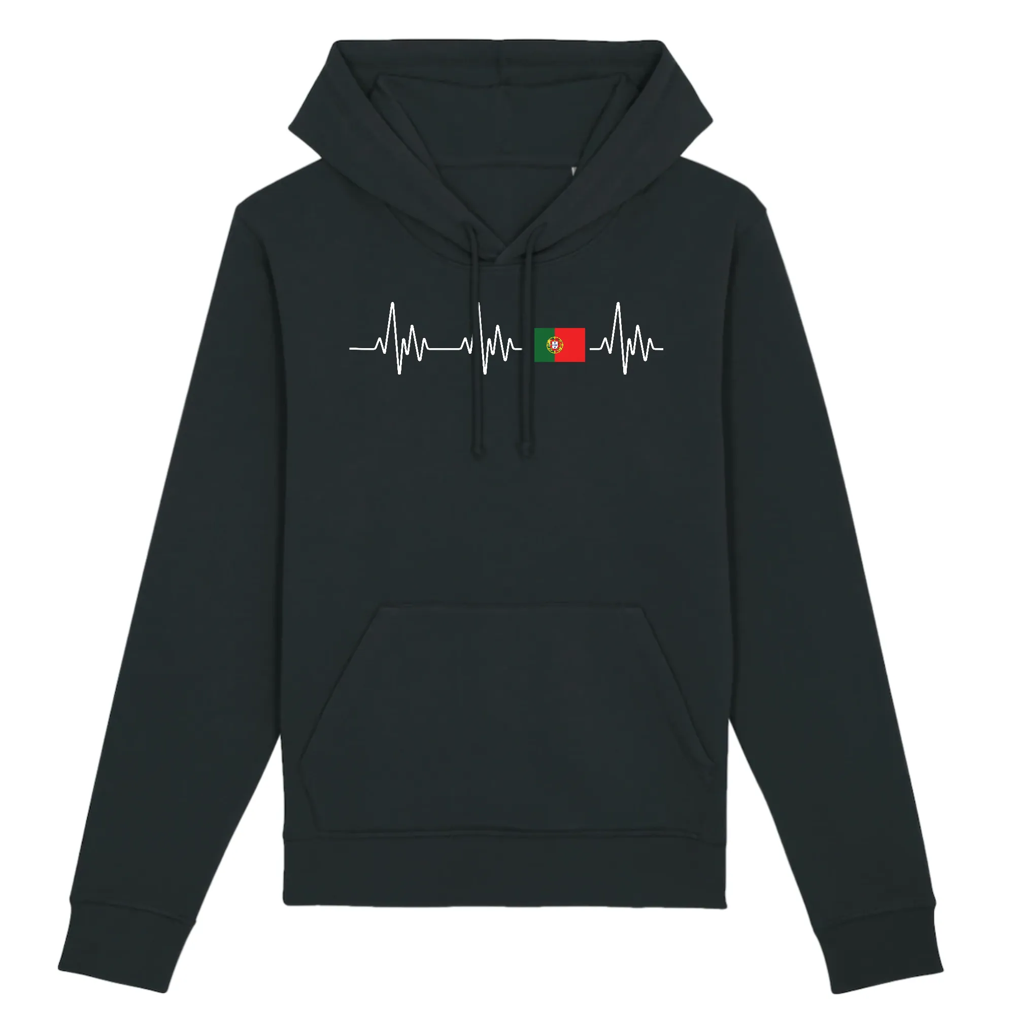 Battement de coeur Portugal (drapeau) - Sweatshirt à capuche - Coton bio - imprimé FR -