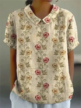 BelleRue - Chemise décontractée à imprimé floral pour femmes