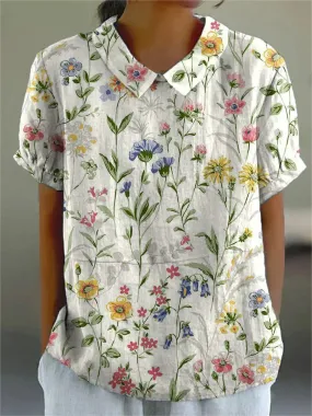 BelleRue - Chemise à imprimé floral rétro pour femmes