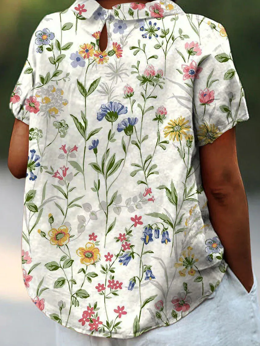 BelleRue - Chemise à imprimé floral rétro pour femmes