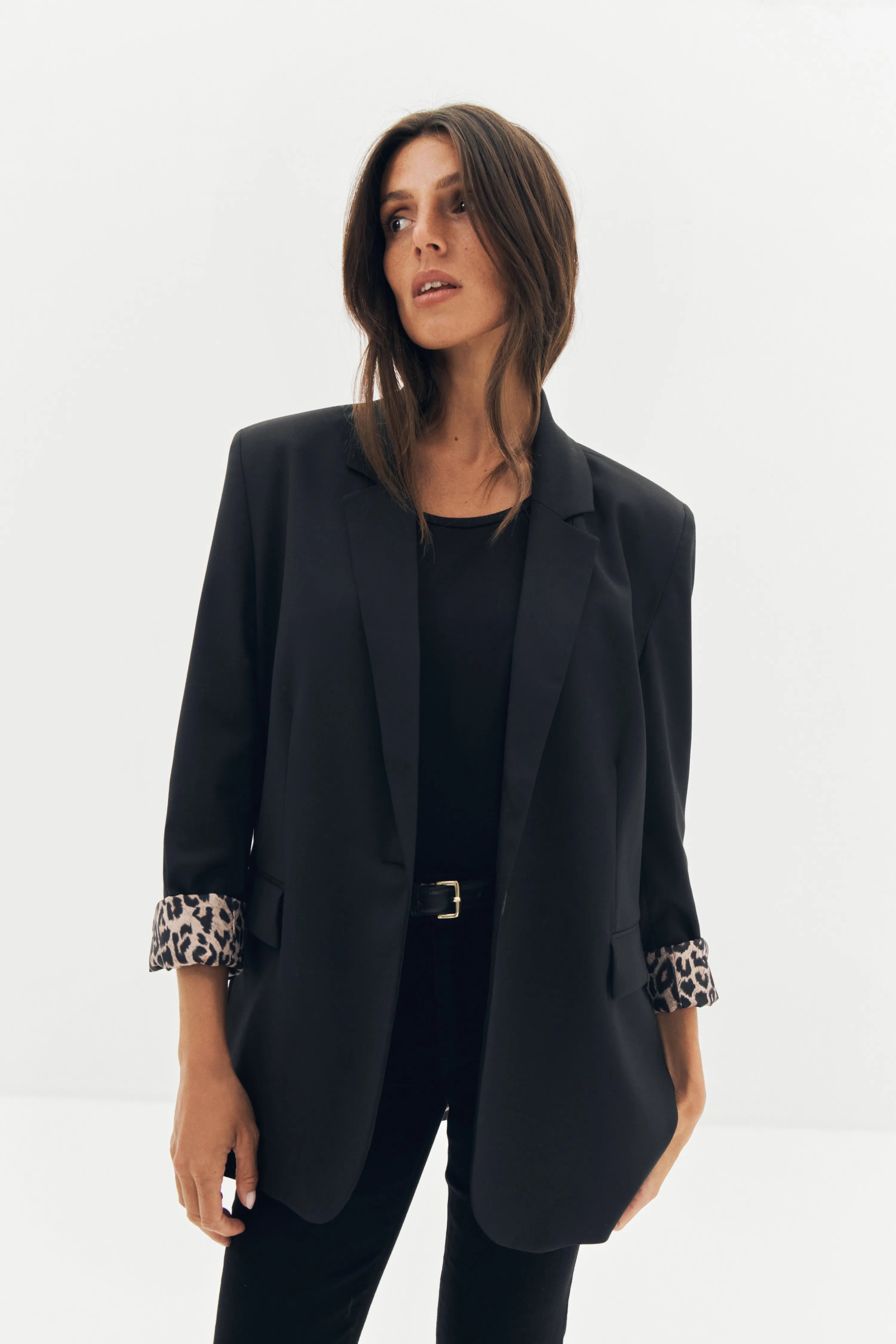 Blazer Kenzo noir avec doublure léopard