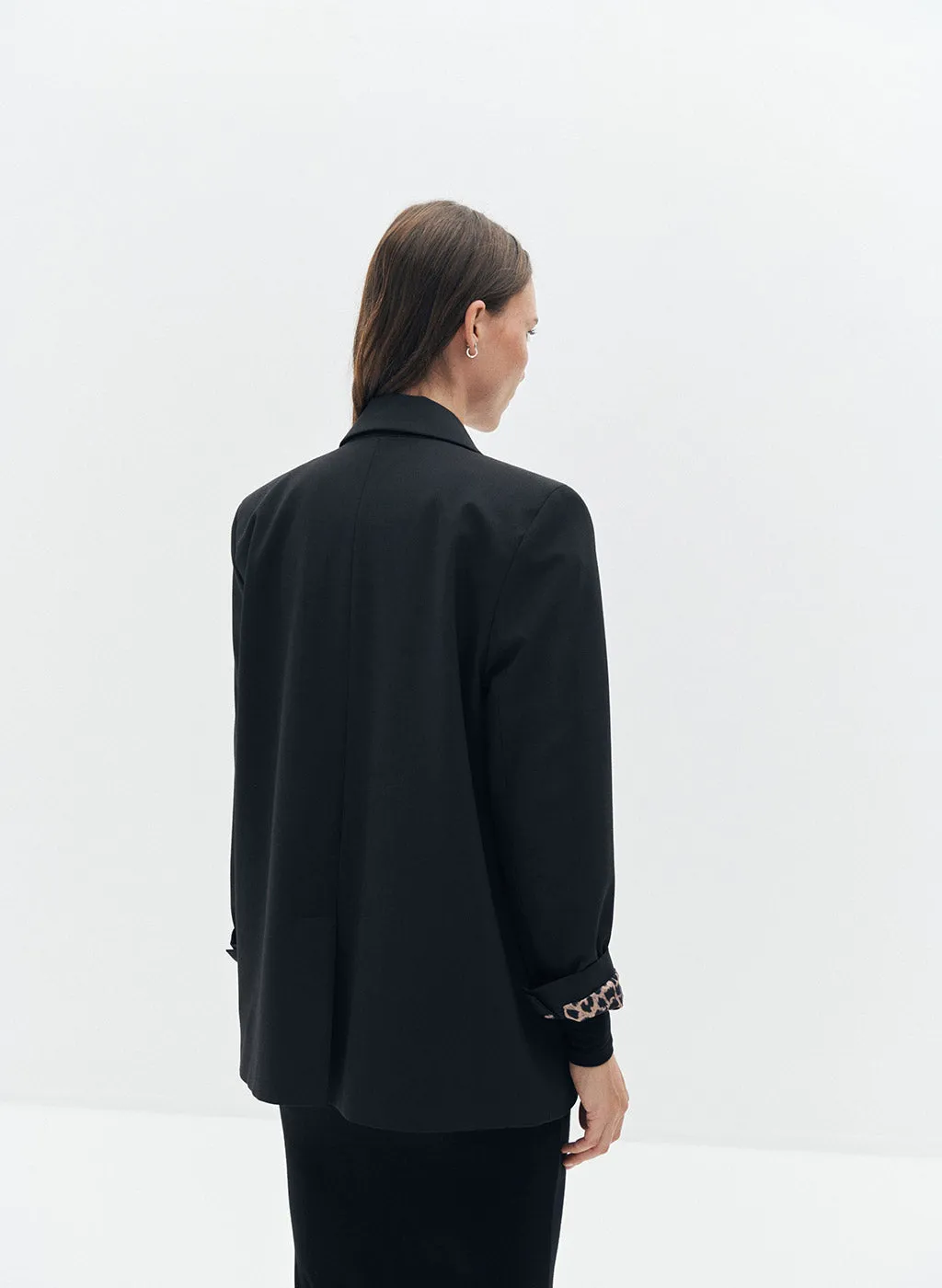 Blazer Kenzo noir avec doublure léopard