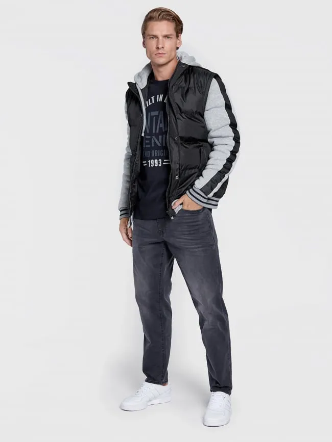 Blouson bi-matière outwear gris noir homme - Blend | wimod