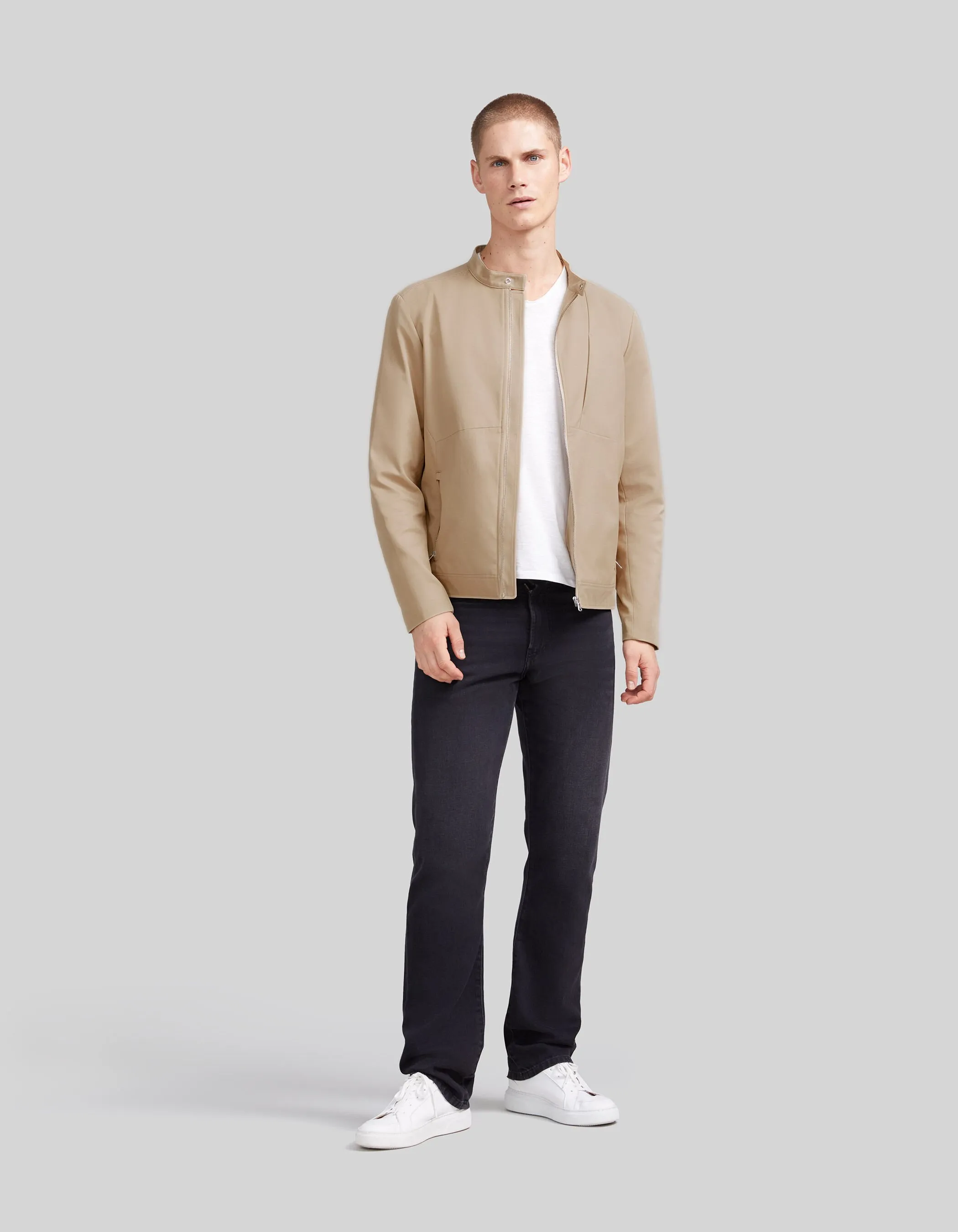 Blouson court beige poches zippées Homme