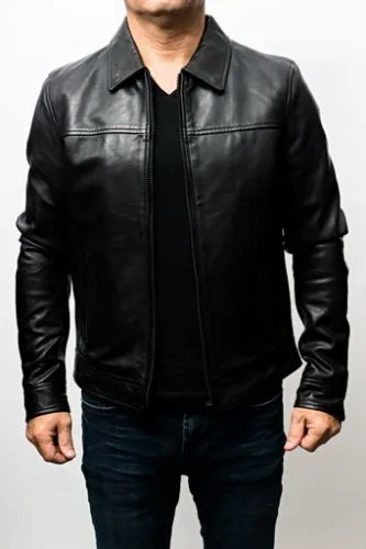 Blouson cuir agneau Daytona Zoom noir.