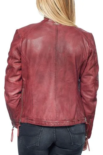 Blouson cuir femme Redskins Noida rouge.