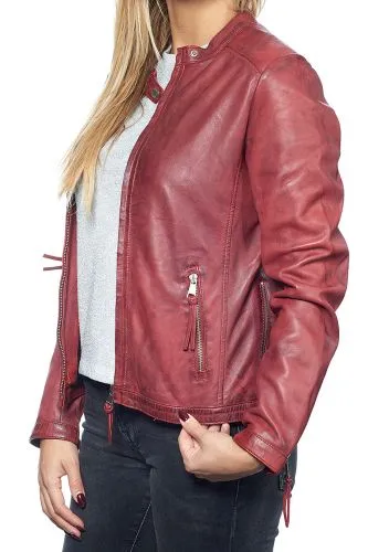 Blouson cuir femme Redskins Noida rouge.