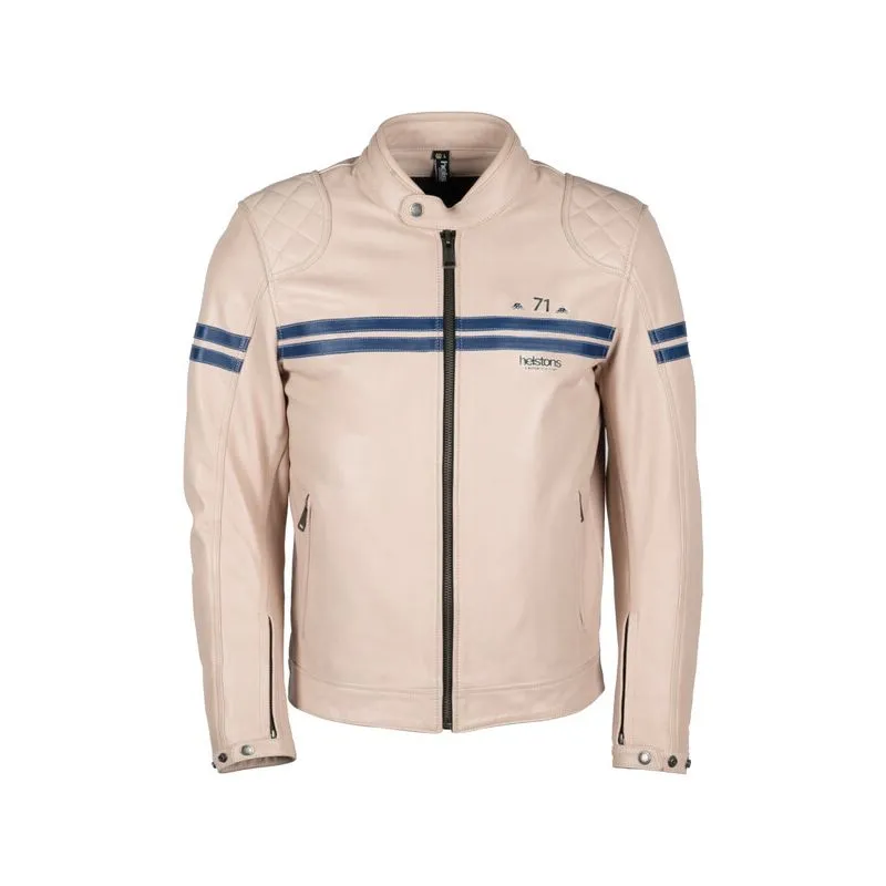 Blouson Cuir Helstons Chevy Beige/Bleu