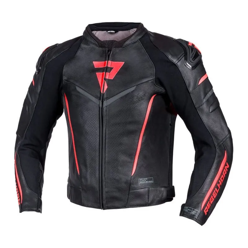 Blouson Cuir Rebelhorn Fighter Noir/Rouge