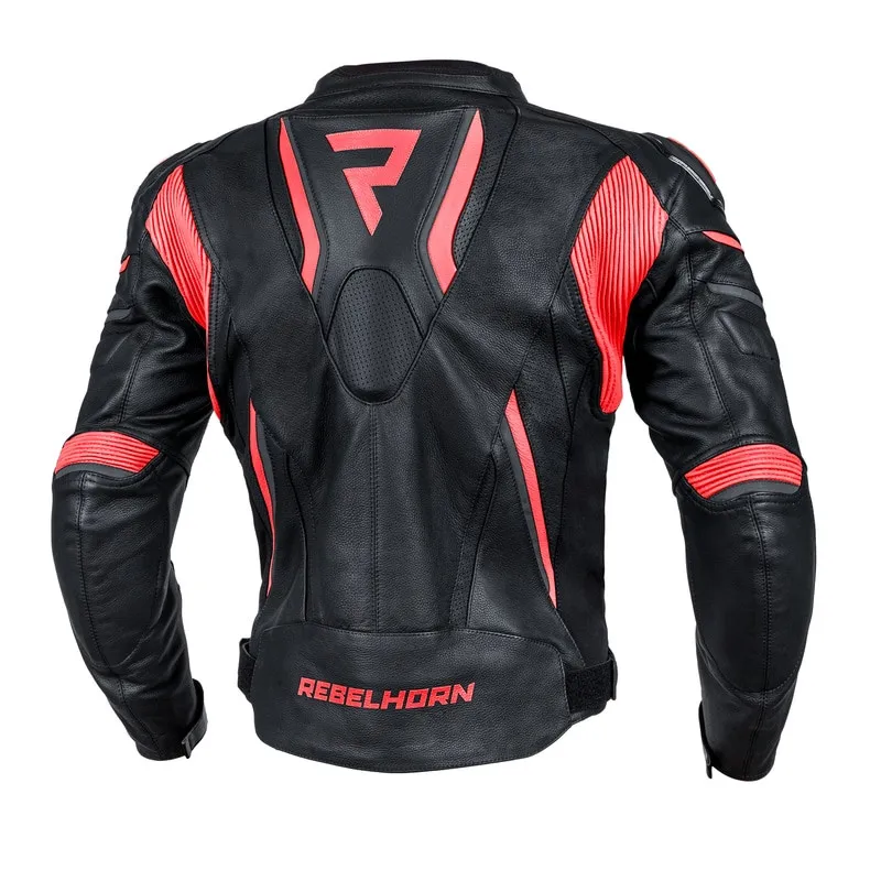 Blouson Cuir Rebelhorn Fighter Noir/Rouge