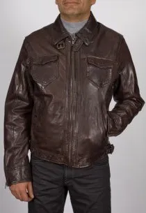 Blouson en cuir Daytona homme marron Shelby2