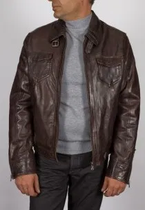 Blouson en cuir Daytona homme marron Shelby2