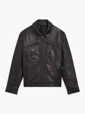 blouson en cuir de vachette noir