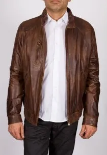 Blouson en cuir revacuir homme marron 7480.