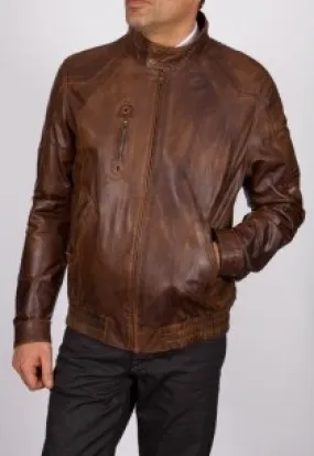 Blouson en cuir revacuir homme marron 7480.