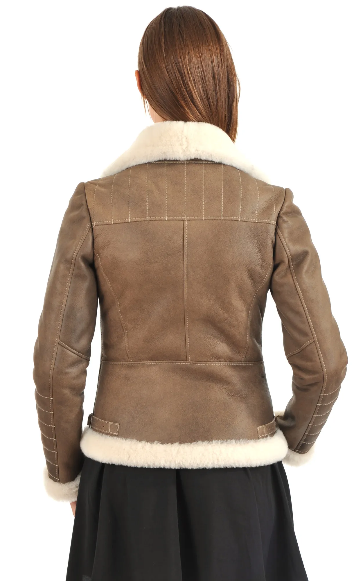 Blouson  en Merinos Style Perf' La Canadienne - La Canadienne - Blousons Peau Lainée Beige