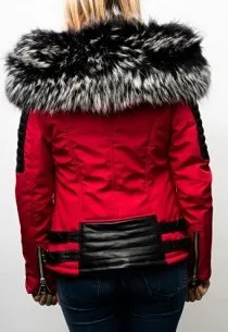 Blouson Femme Horspist Nounou Rouge/Noir Col Argenté.STOCK DISPO IMMEDIAT.EN EXCLUSIVITE MAGASIN. 