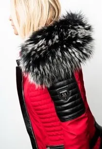 Blouson Femme Horspist Nounou Rouge/Noir Col Argenté.STOCK DISPO IMMEDIAT.EN EXCLUSIVITE MAGASIN. 