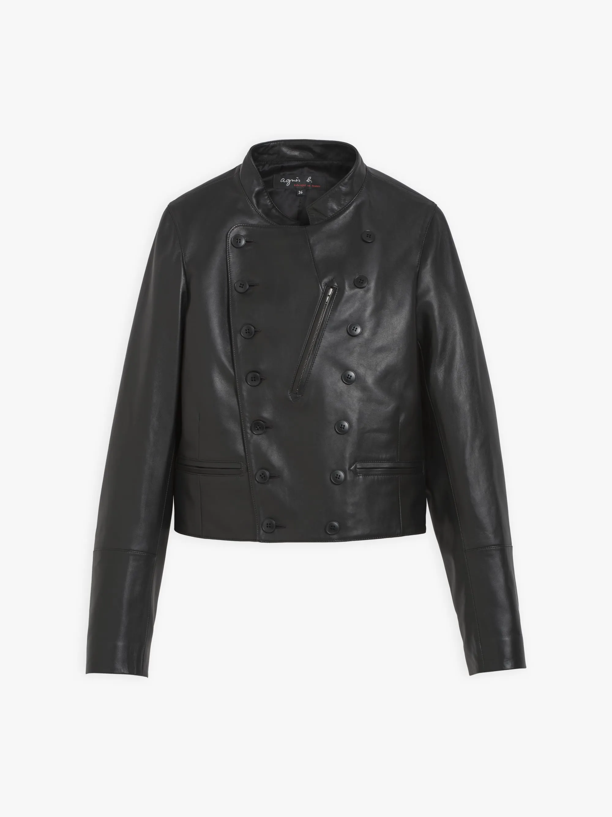 blouson Fifre noir en cuir d'agneau