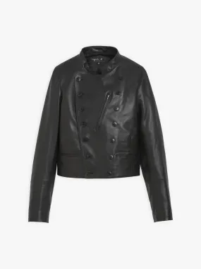 blouson Fifre noir en cuir d'agneau