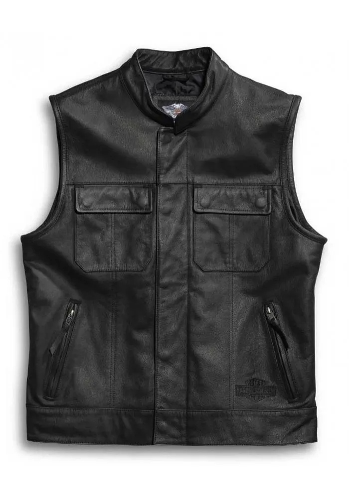 Blouson Harley-Davidson Hommes en cuir Vest Foster Reflective Noir 98090-15VM