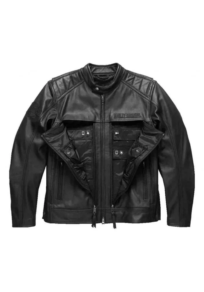 Blouson Harley-Davidson Hommes Synthesis Pocket System en cuir Noir 98118-17VM