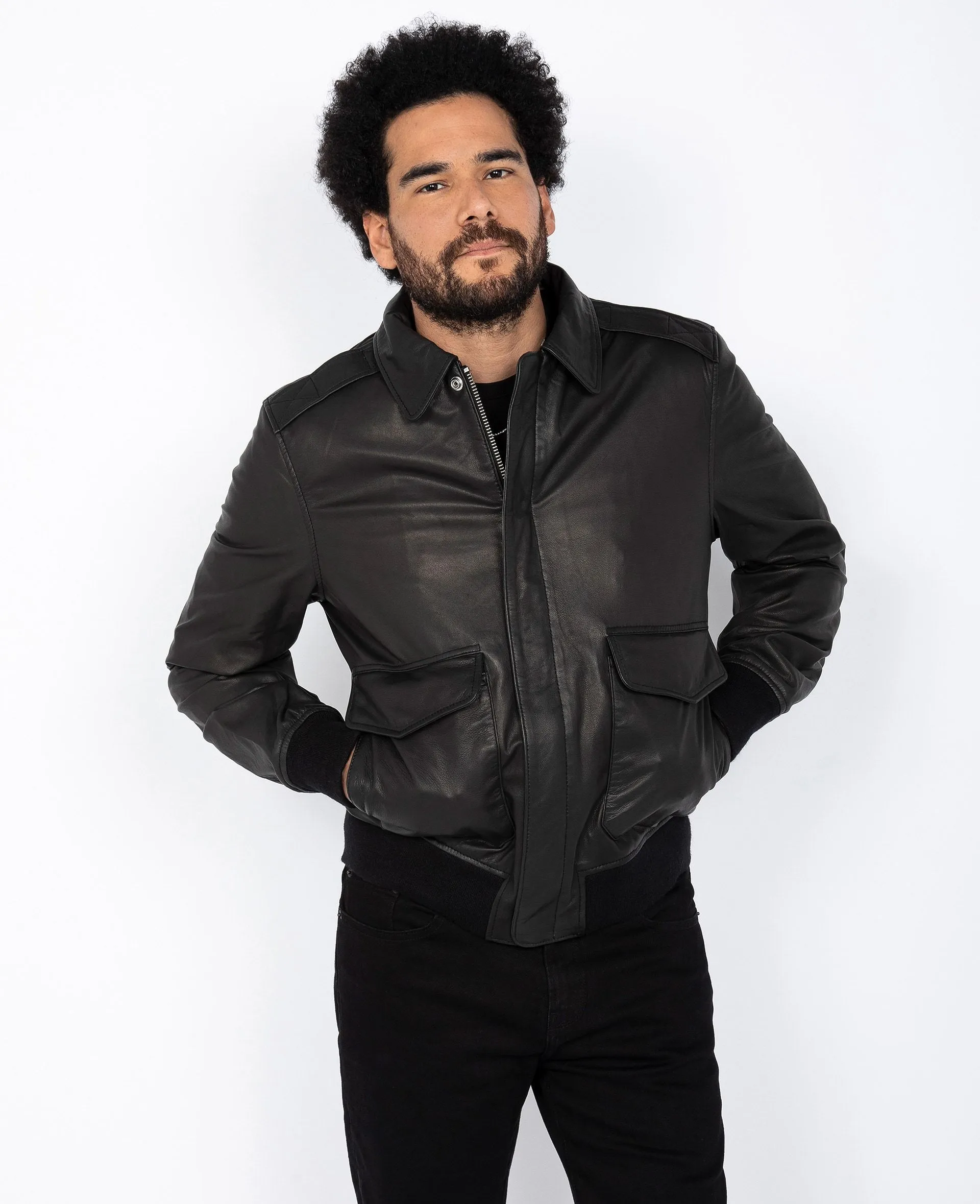 Blouson pilote A2, cuir de chèvre