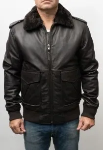 Blouson Pilote Mac Douglas cuir agneau Gerry Marron 