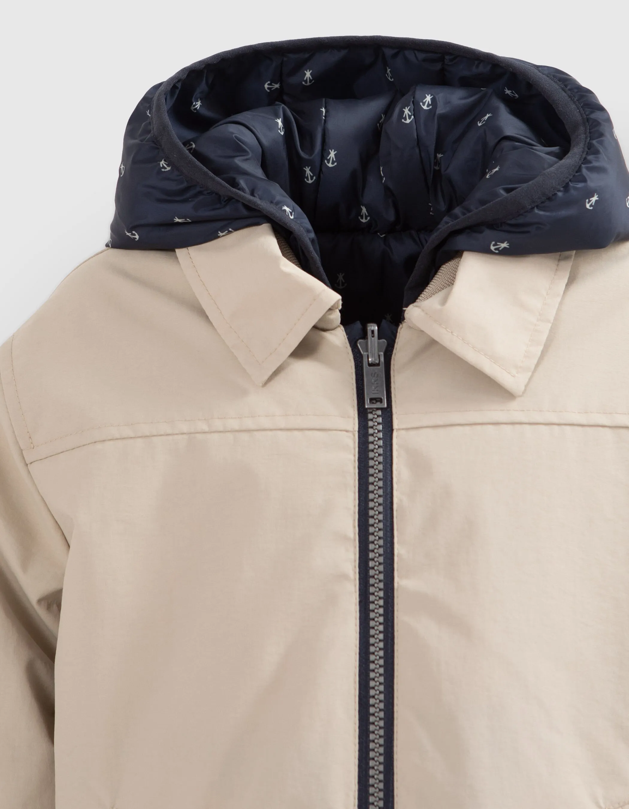 Blouson réversible beige et marine imprimé ancres garçon