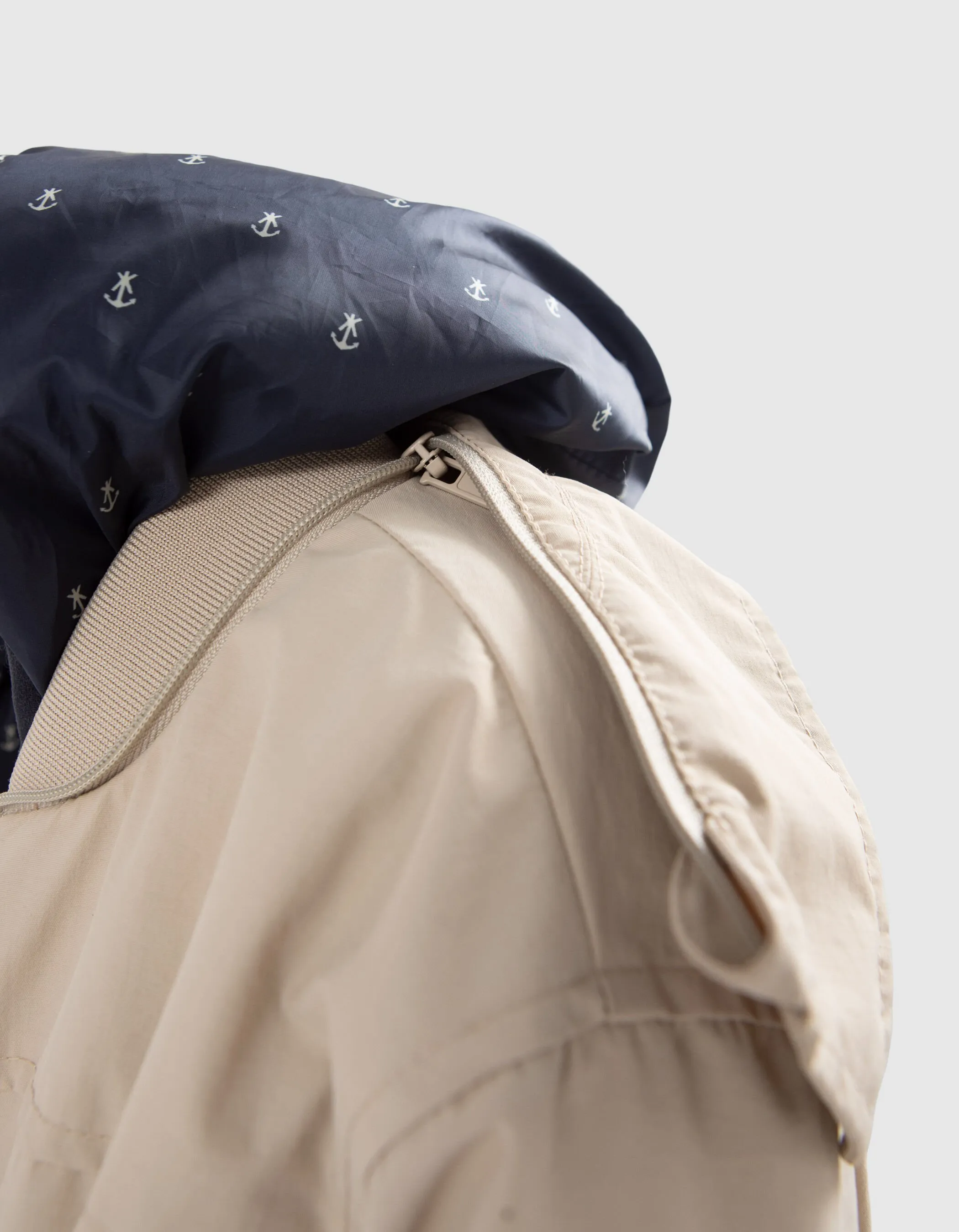 Blouson réversible beige et marine imprimé ancres garçon