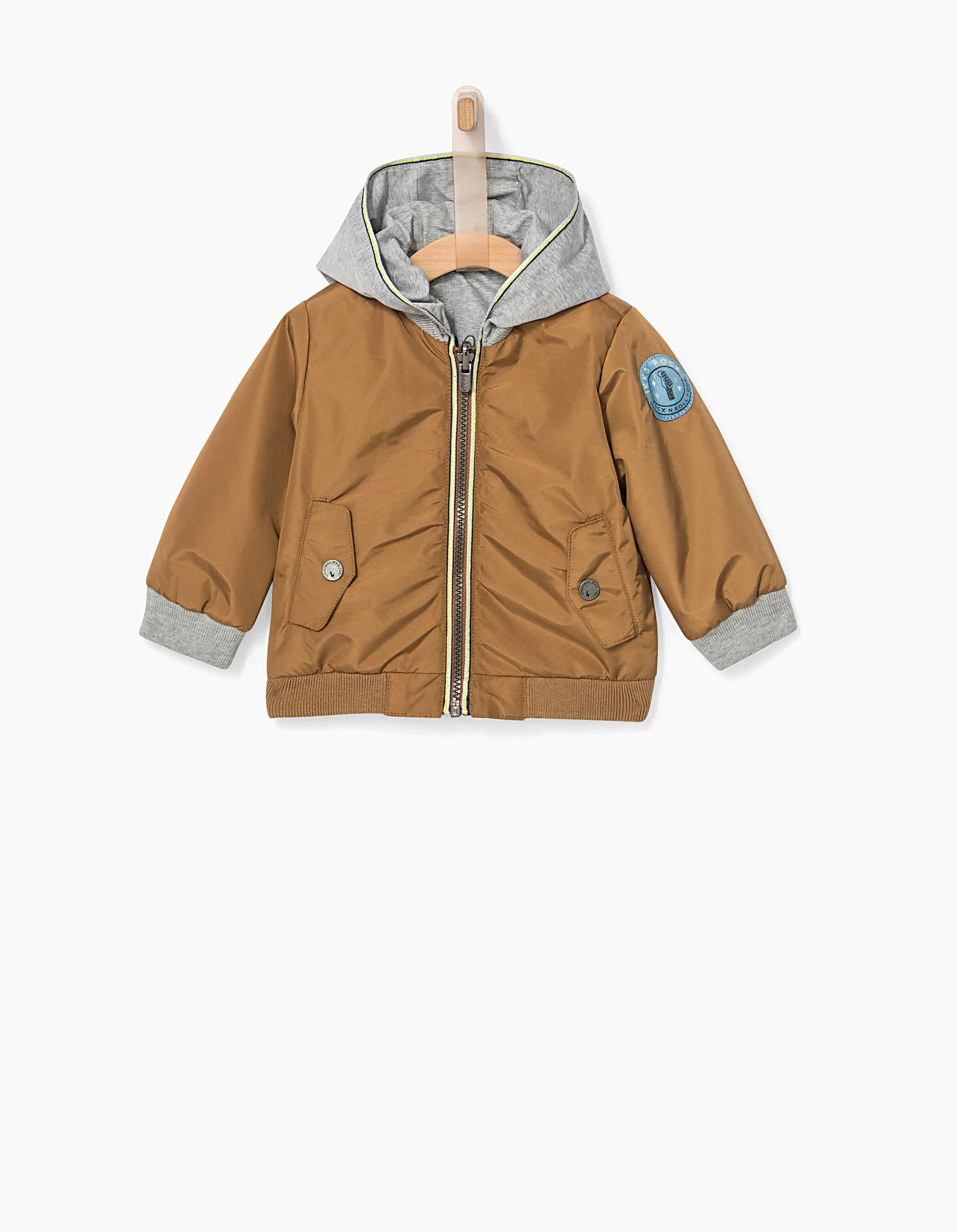 Blouson réversible camel et gris bébé garçon 