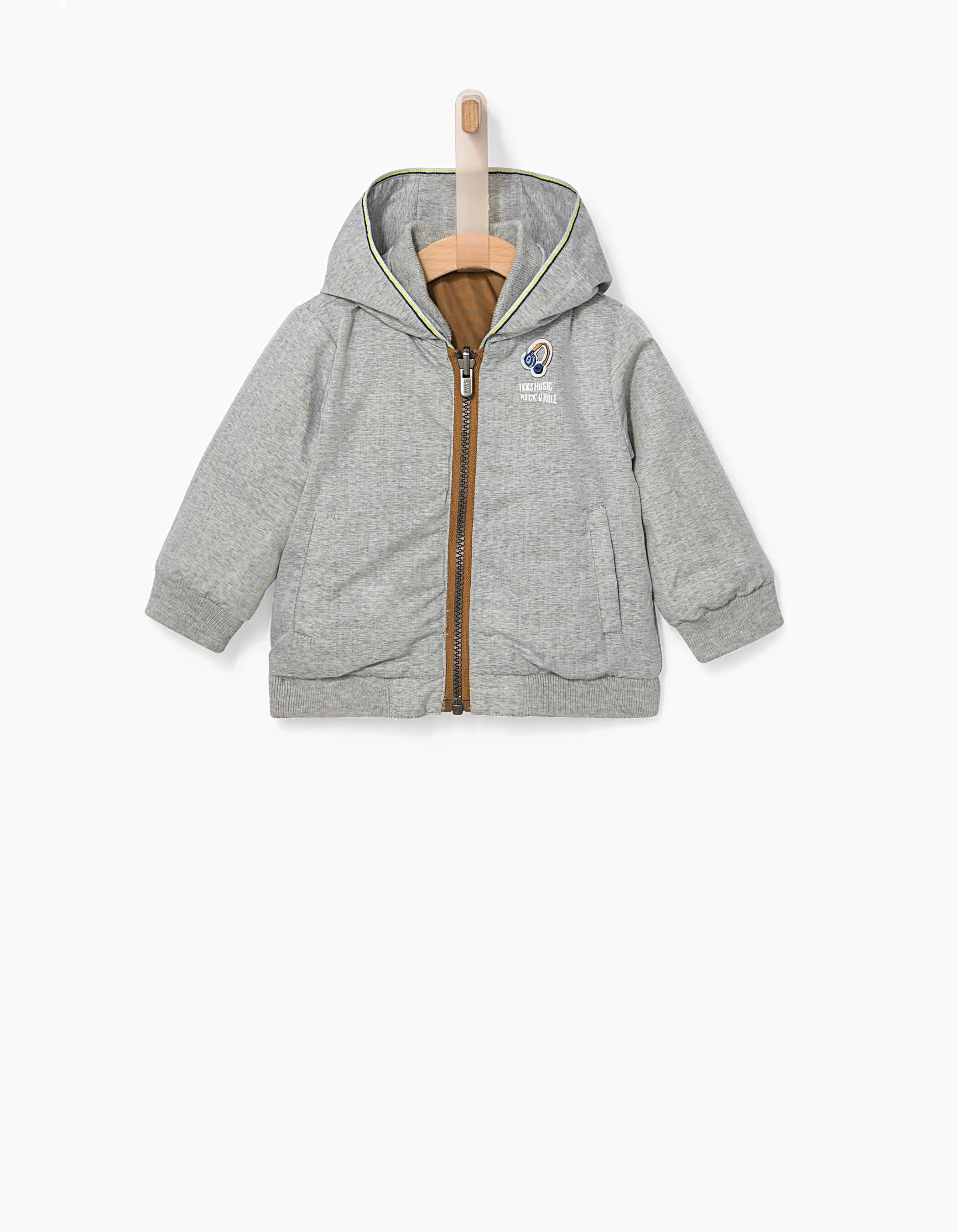 Blouson réversible camel et gris bébé garçon 